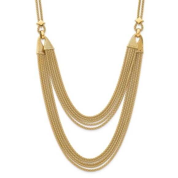 Herco 14K Yellow Gold 18" Multi-Strand Popcorn Chain Necklace – Made in Italy - Picture 5 of 5
